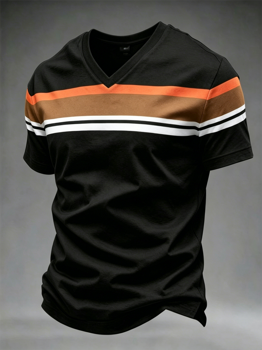 Men's Retro V-neck T-shirt