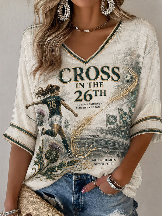 Women's Green Football Lover Art Printed T-shirt