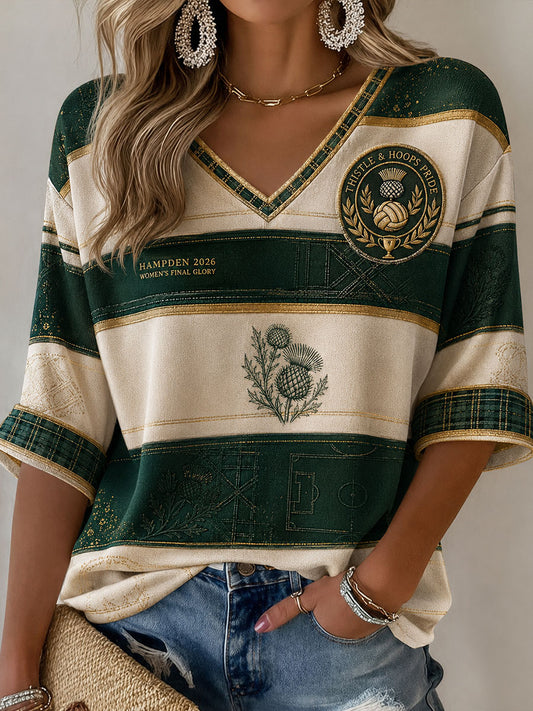Women's Green Football Lover Art Printed T-shirt