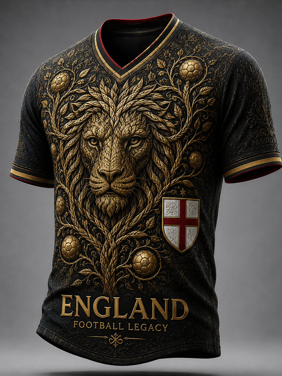 Retro England Football Fan Art Print Casual Jersey