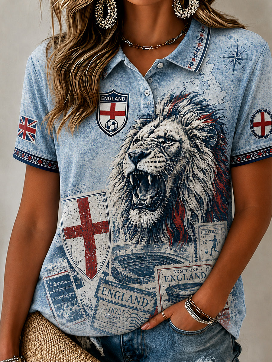 Retro England Football Fan Art Print Casual Jersey