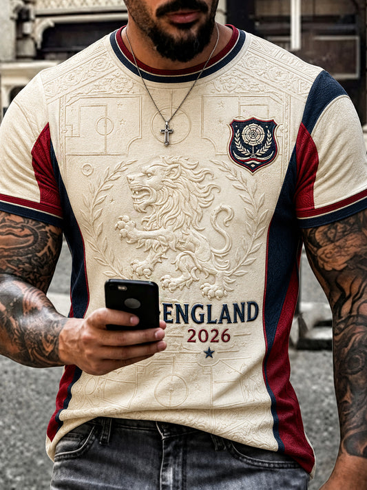 Retro England Football Fan Art Print Casual T-Shirt
