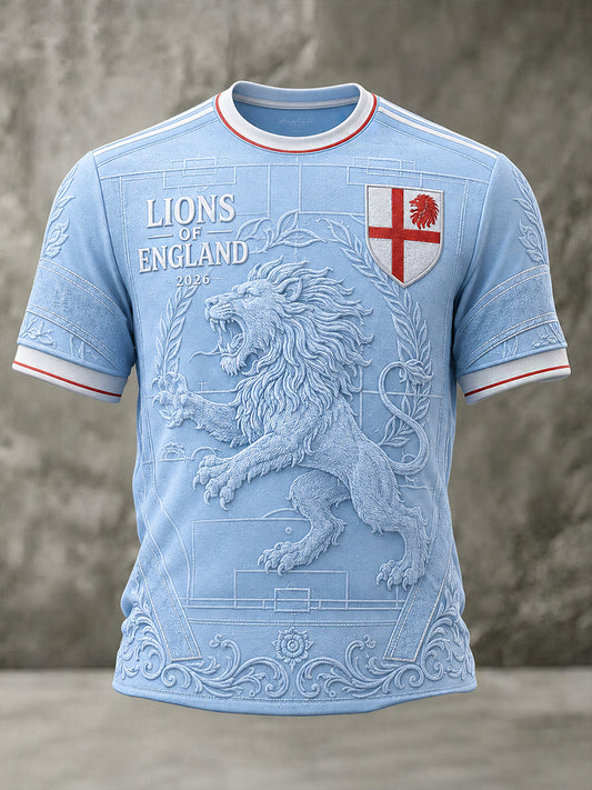 Retro England Football Fan Art Print Casual T-Shirt