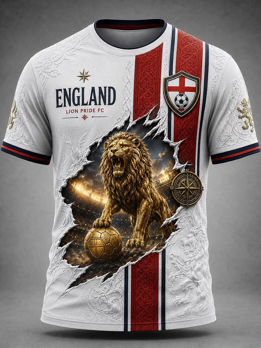 Retro England Football Fan Art Print Casual Jersey