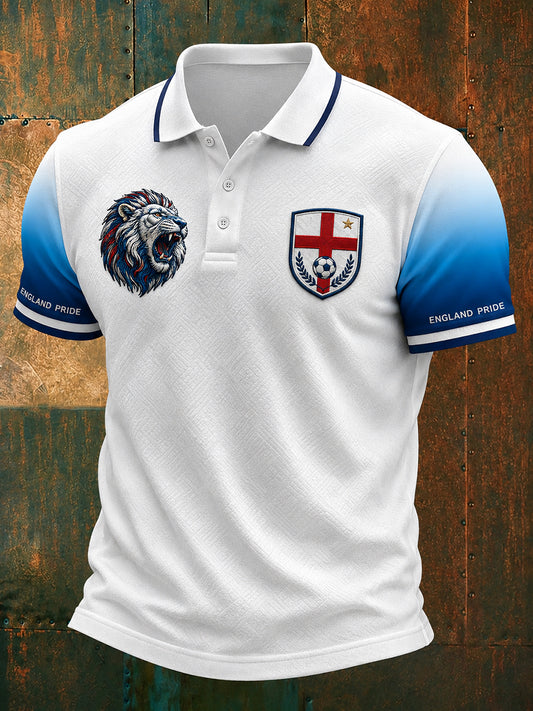 Men's Retro England Football Fan Art Print Casual Jersey