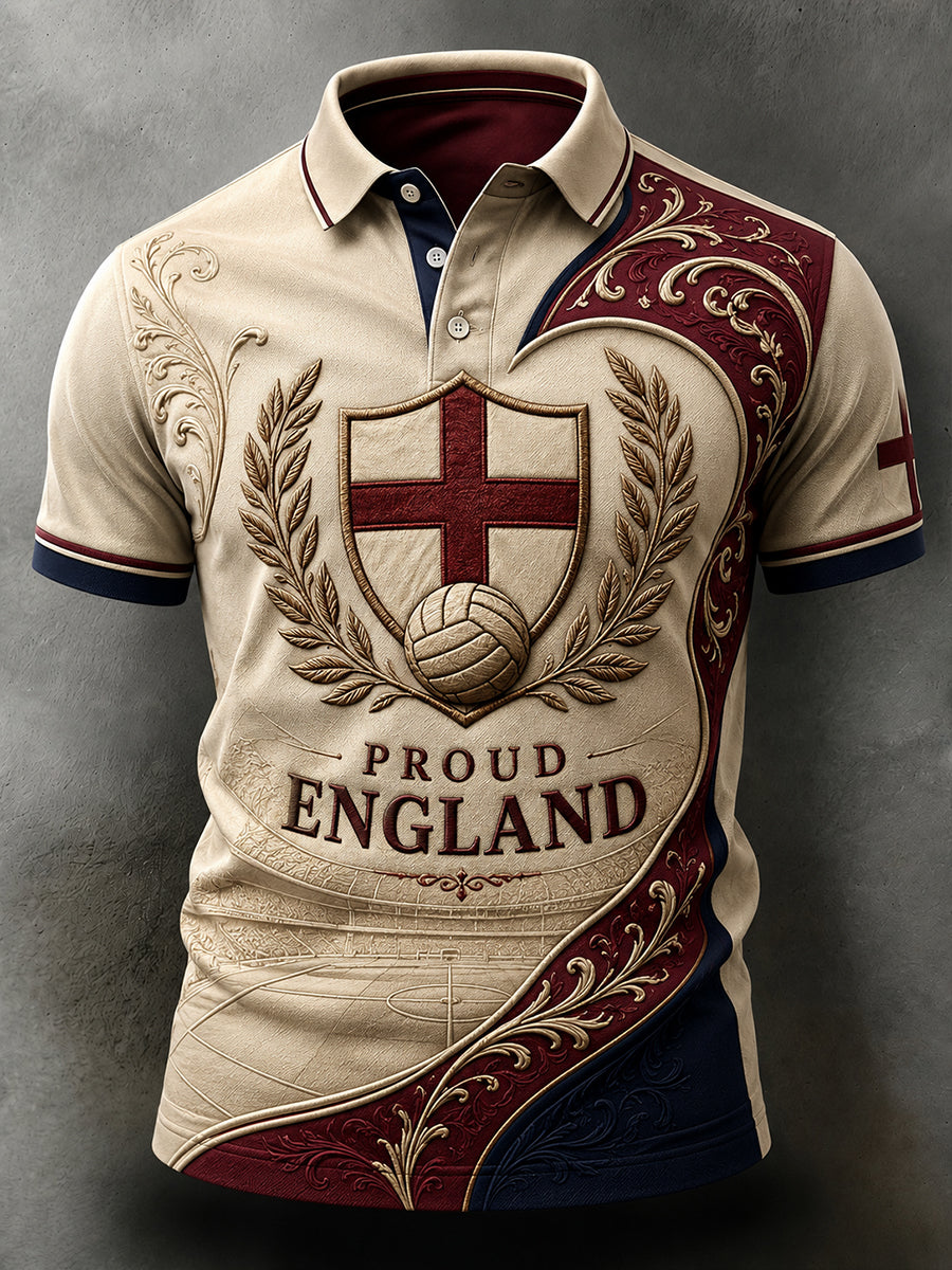 Retro England Football Fan Art Print Casual Jersey