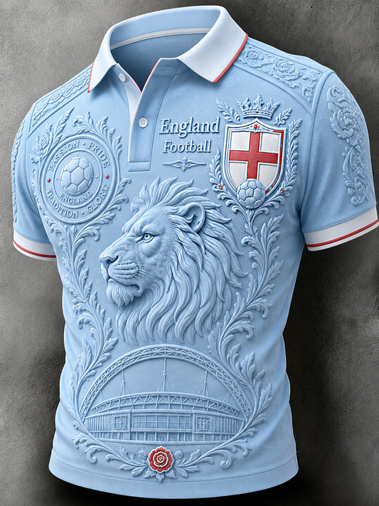 Retro England Football Fan Art Print Casual Jersey