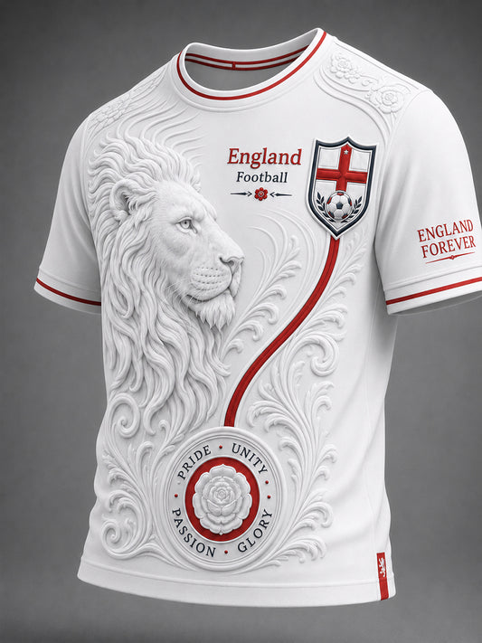Retro England Football Fan Art Print Casual Jersey