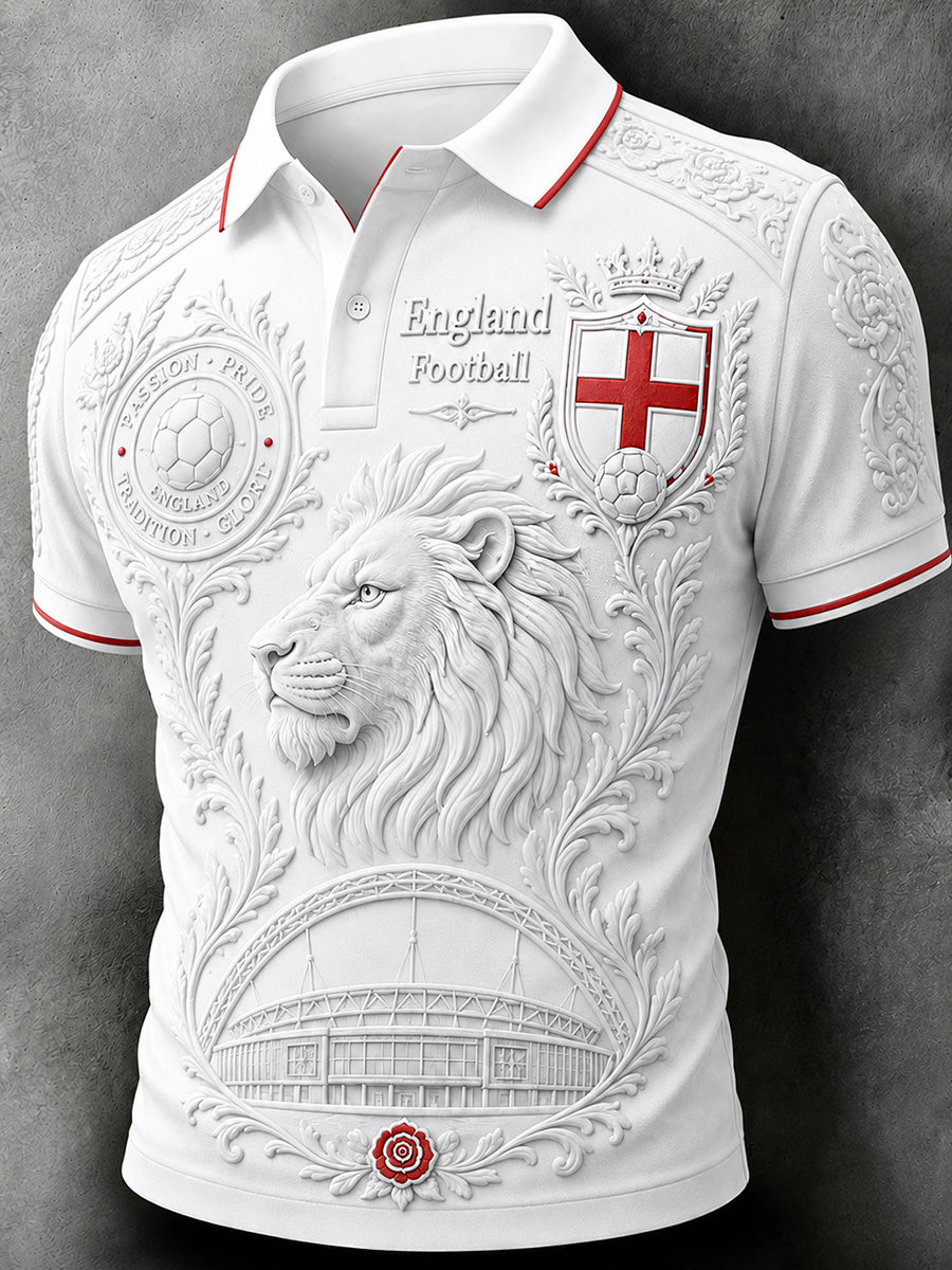 Retro England Football Fan Art Print Casual Jersey