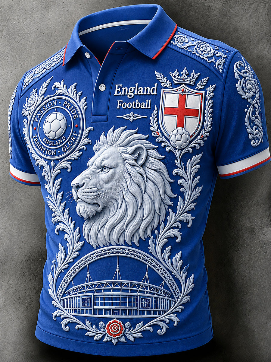 Retro England Football Fan Art Print Casual Jersey