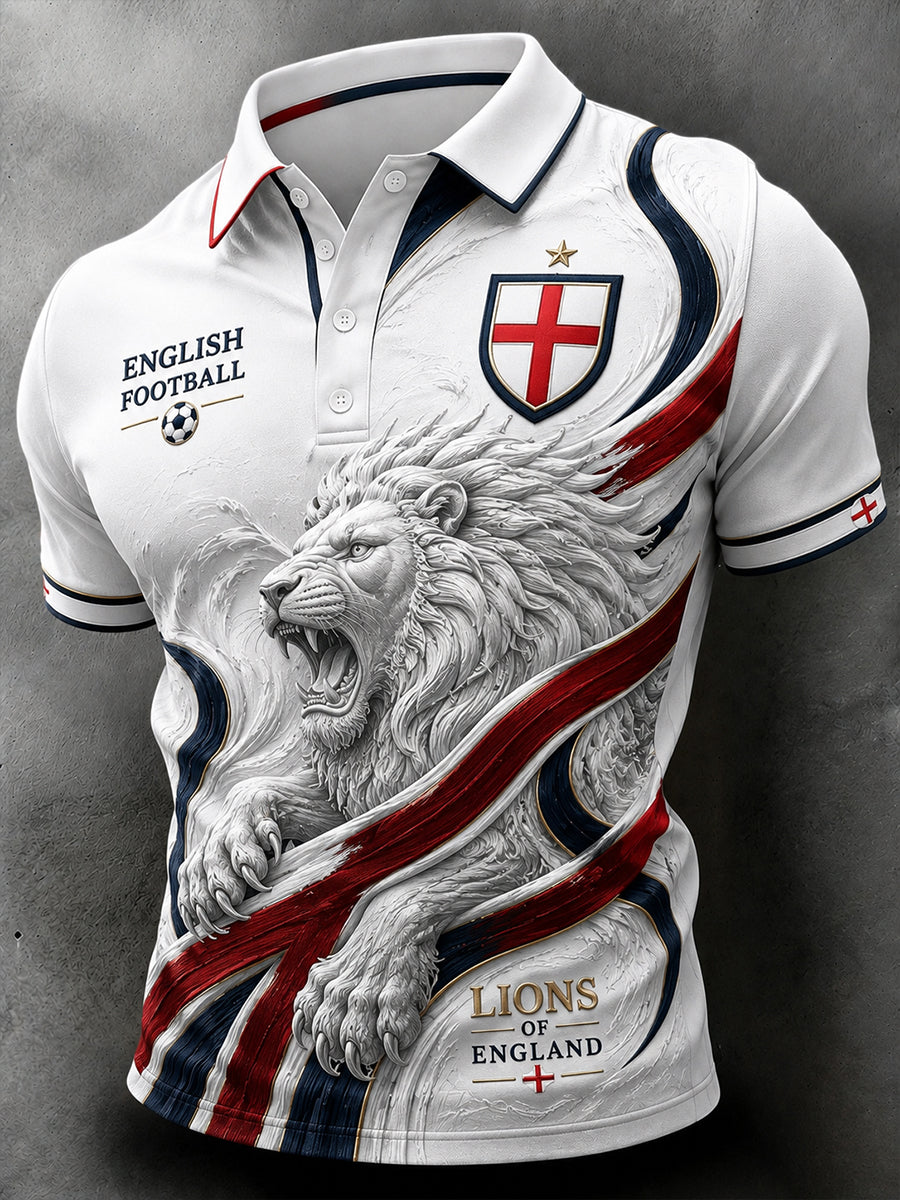 Retro England Football Fan Art Print Casual Jersey