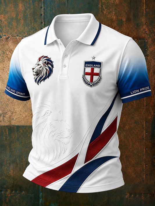 Men's Retro England Football Fan Art Print Casual Jersey