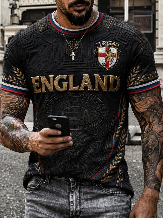 Retro England Football Fan Art Print Casual T-Shirt