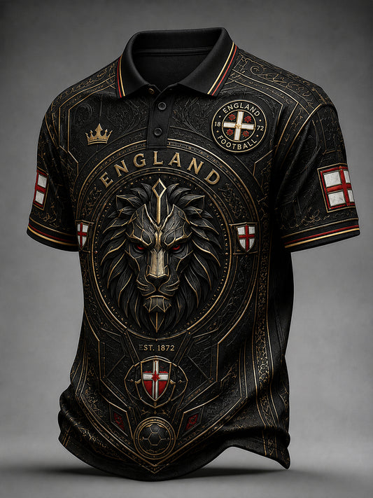 Retro England Football Fan Art Print Casual Jersey
