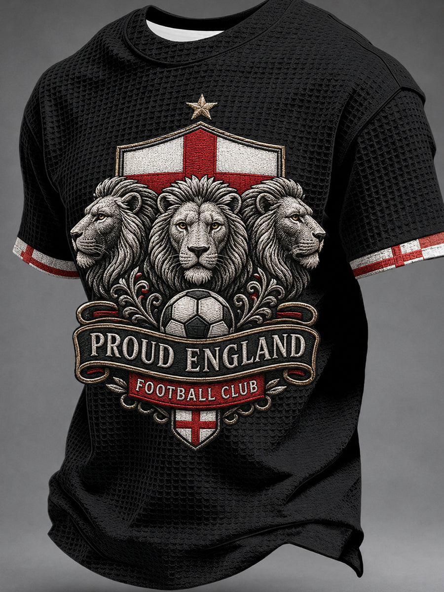 Men's Retro England Football Fan Art Print Casual Jersey