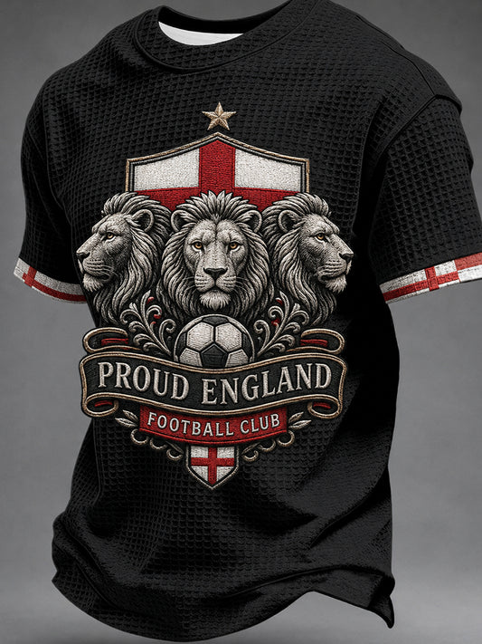 Men's Retro England Football Fan Art Print Casual Jersey