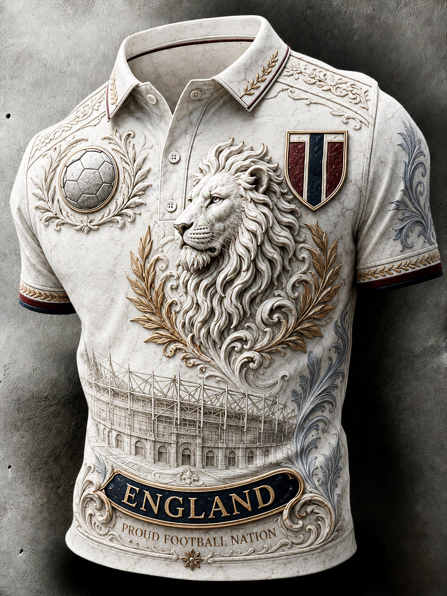 Retro England Football Fan Art Print Casual Jersey