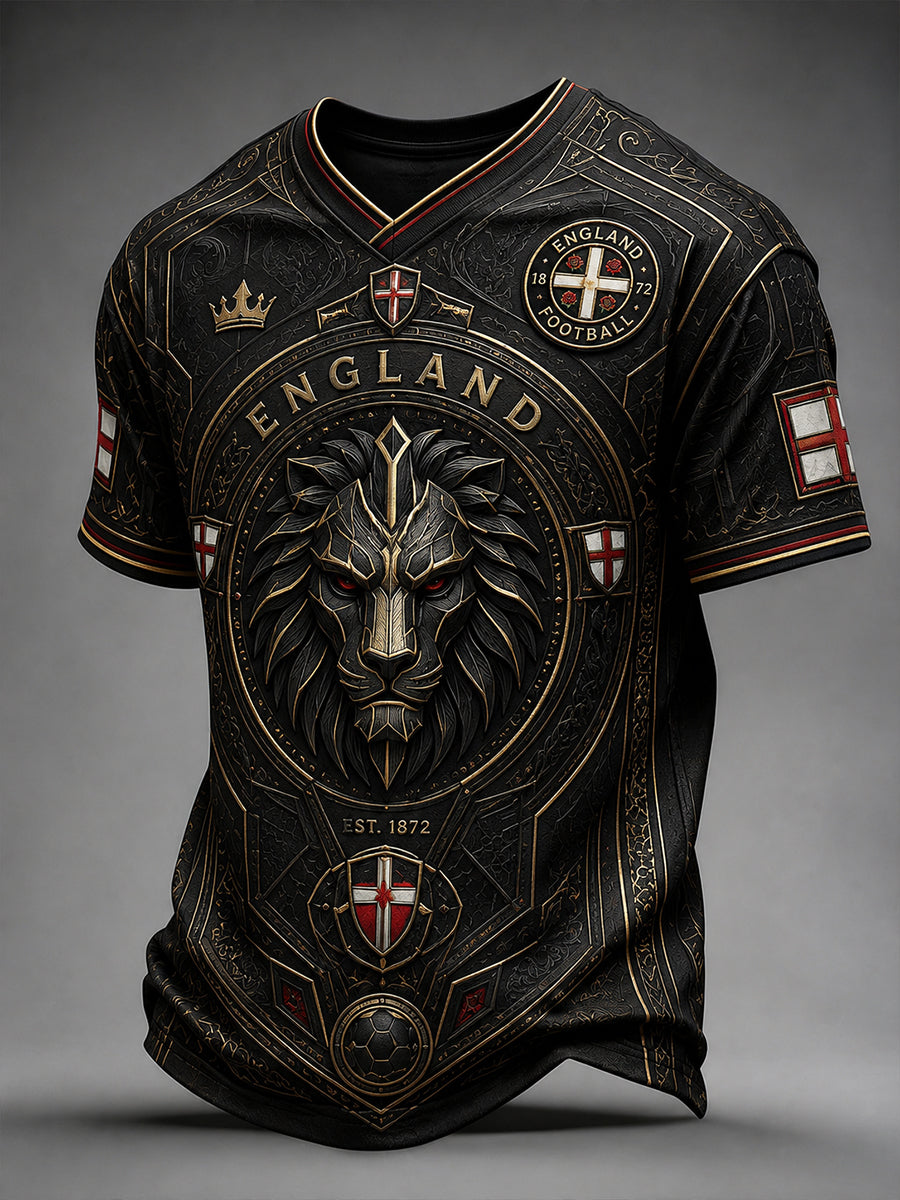 Retro England Football Fan Art Print Casual Jersey