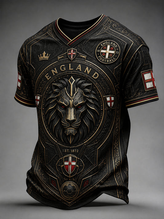 Retro England Football Fan Art Print Casual Jersey