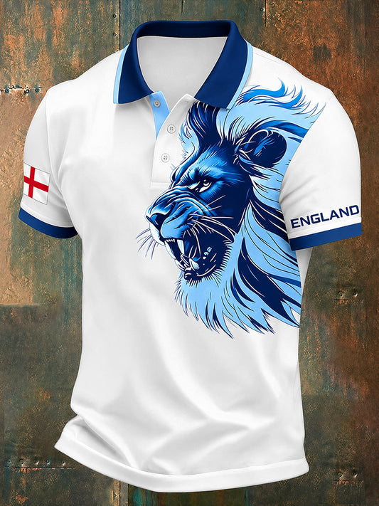 Men's Retro England Football Fan Art Print Casual Jersey