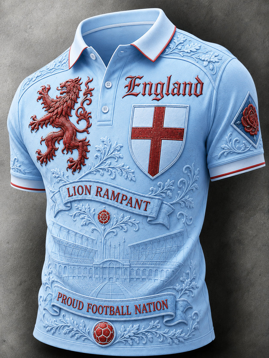 Retro England Football Fan Art Print Casual Jersey