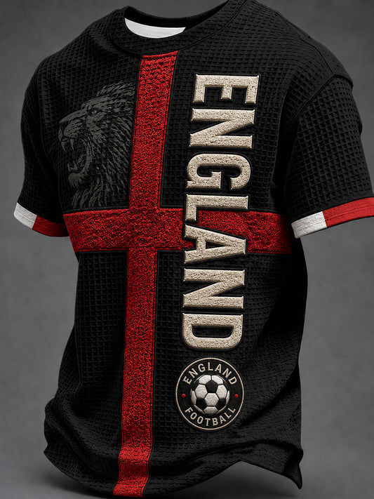Men's Retro England Football Fan Art Print Casual Jersey