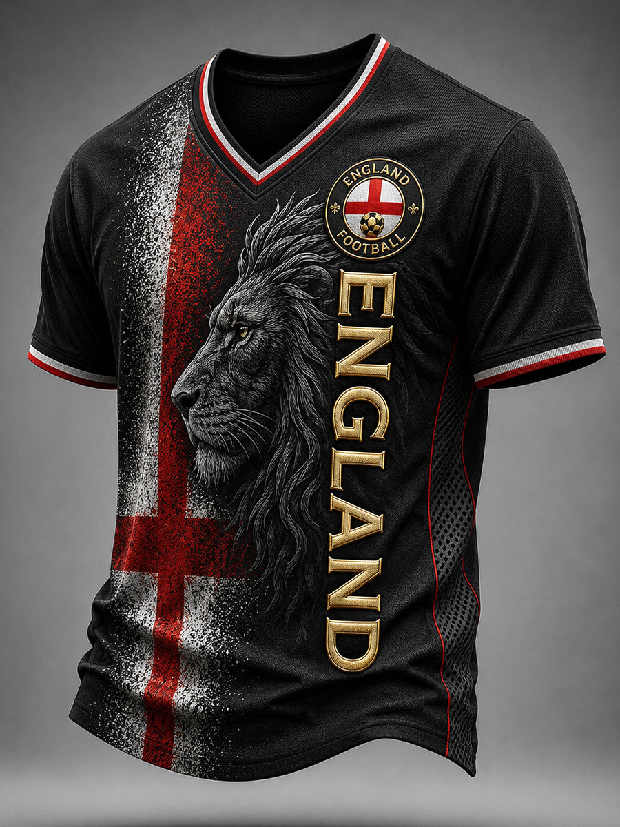 Retro England Football Fan Art Print Casual Jersey