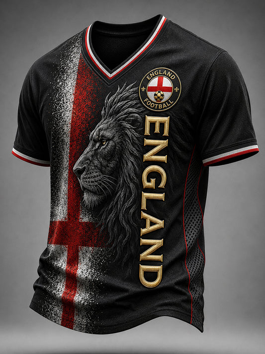 Retro England Football Fan Art Print Casual Jersey