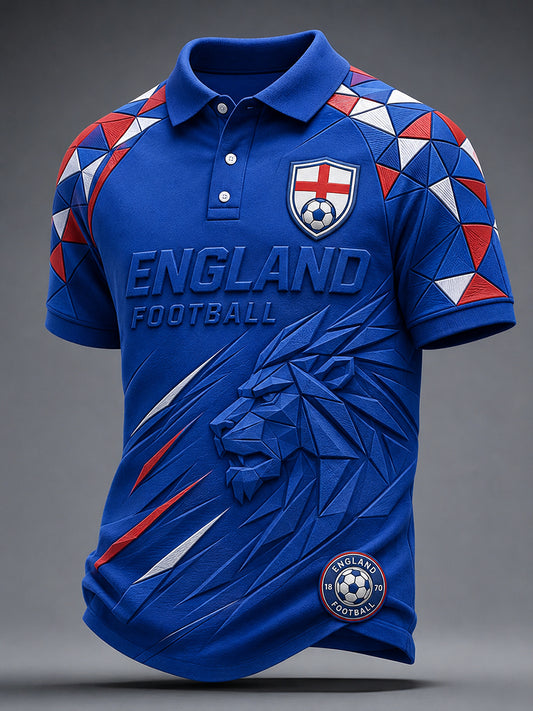Men's Retro England Football Fan Art Print Casual Jersey