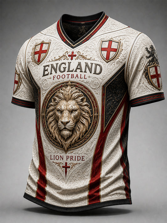 Retro England Football Fan Art Print Casual Jersey