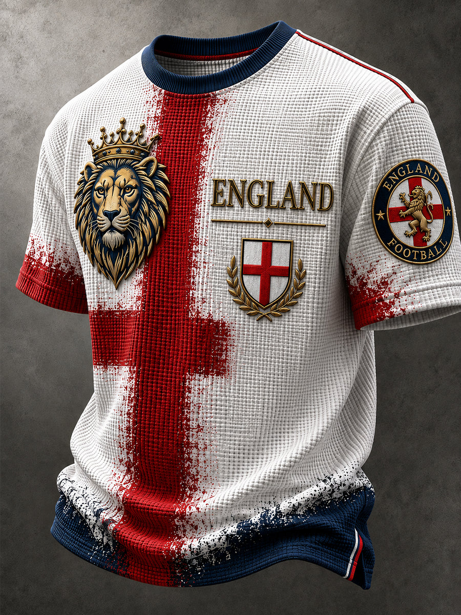 Men's Retro England Football Fan Art Print Casual Jersey