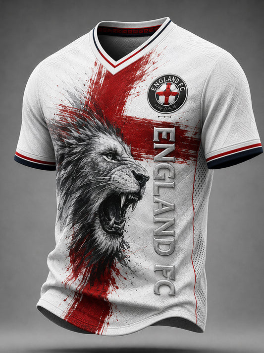 Retro England Football Fan Art Print Casual Jersey