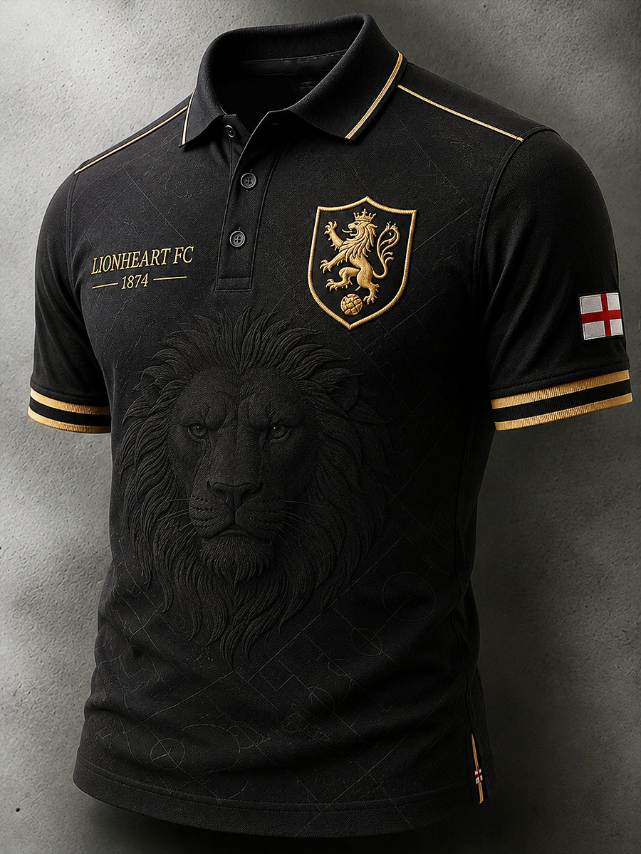 Retro England Football Fan Art Print Casual Polo Shirt
