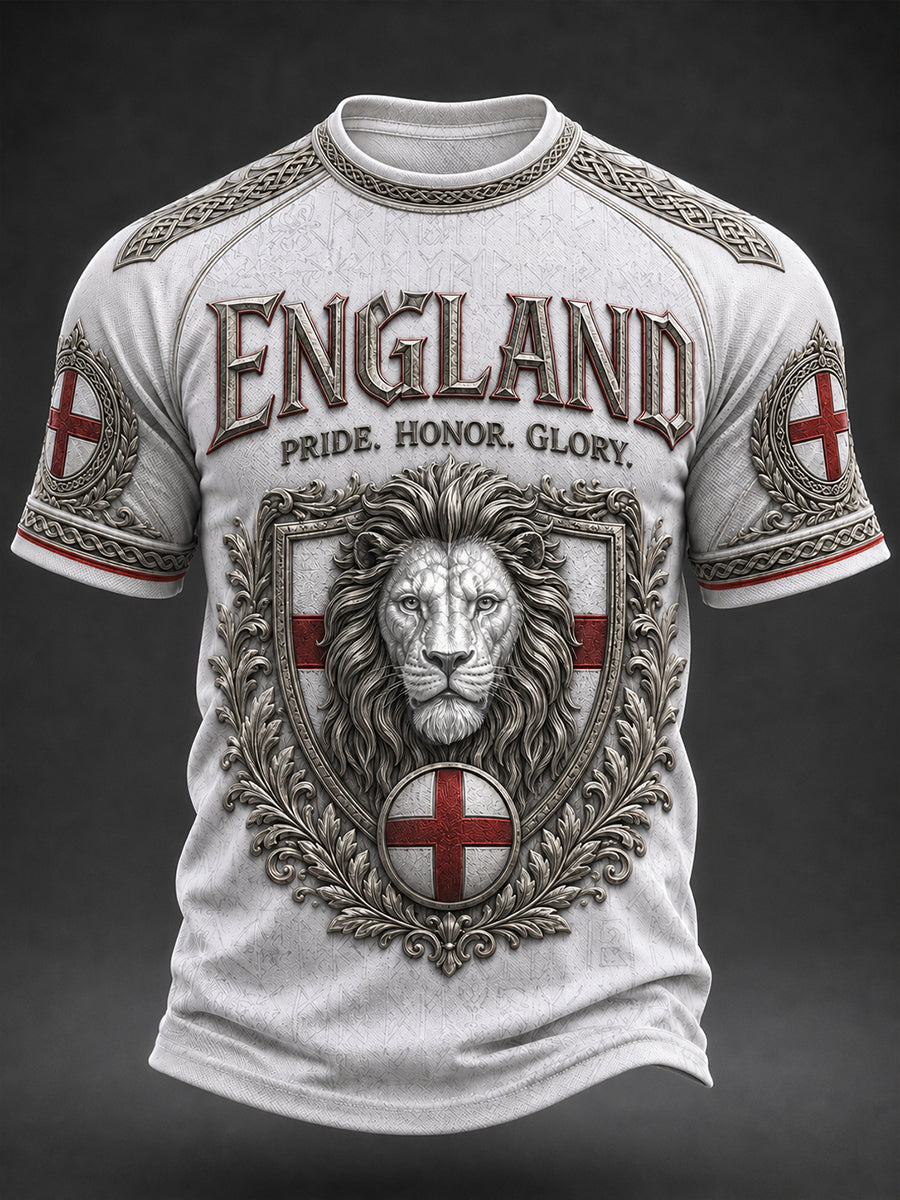 Retro England Football Fan Art Print Casual T-Shirt