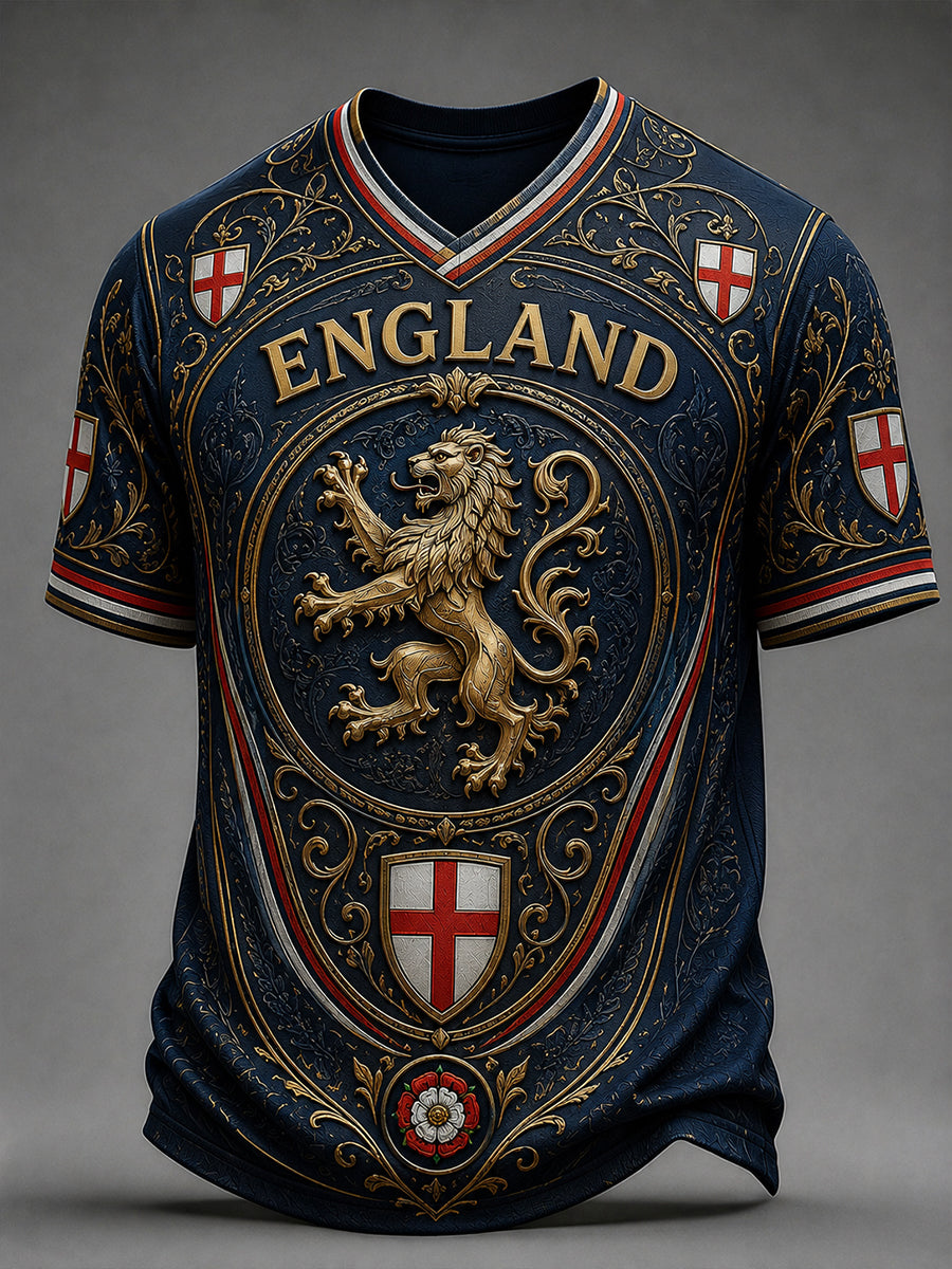 Retro England Football Fan Art Print Casual T-Shirt