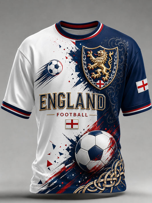 Retro England Football Fan Art Print Casual T-Shirt