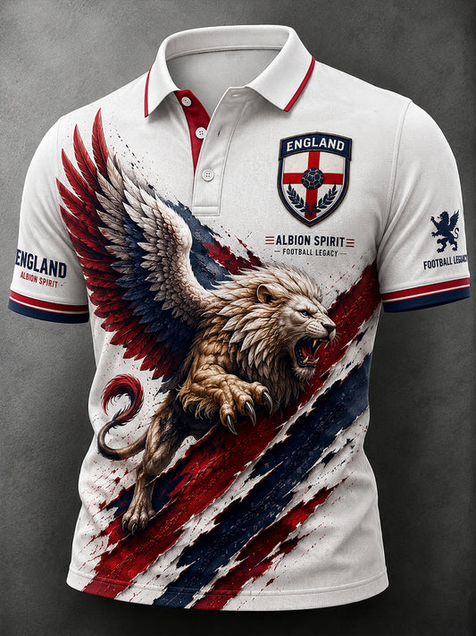 Retro England Football Fan Art Print Casual Jersey