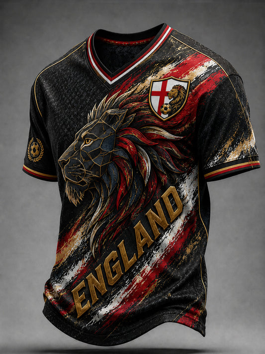 Retro England Football Fan Art Print Casual Jersey