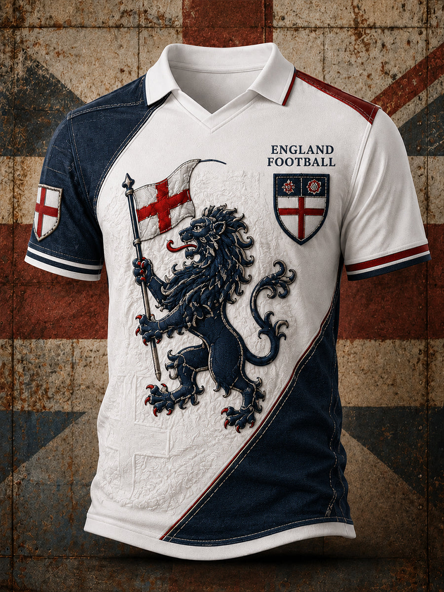 Retro England Football Fan Art Print Casual Jersey