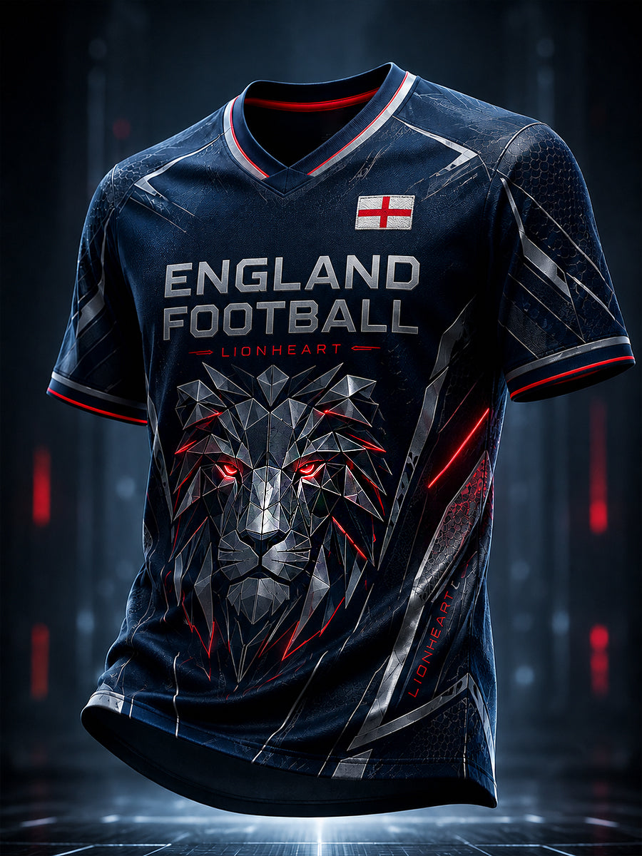 Retro England Football Fan Art Print Casual Jersey