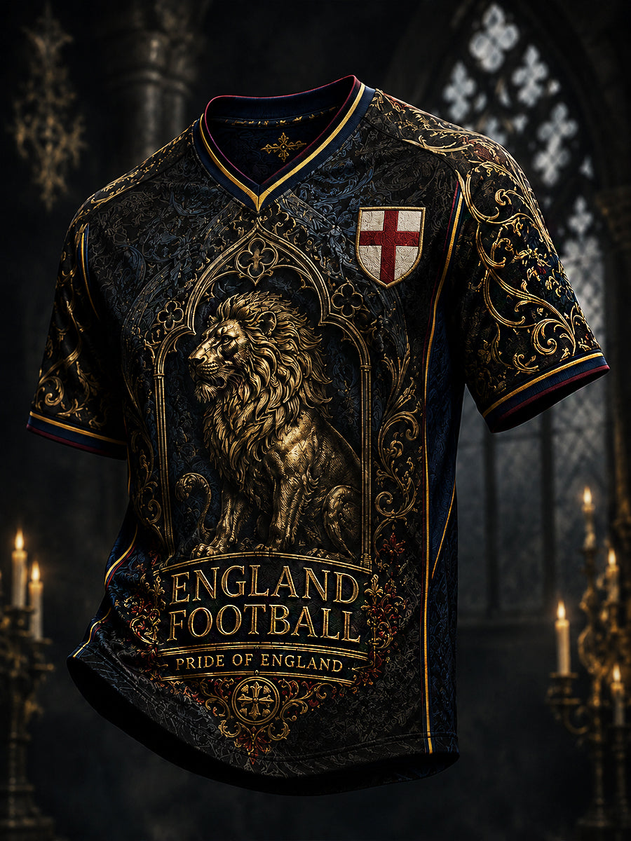 Retro England Football Fan Art Print Casual Jersey