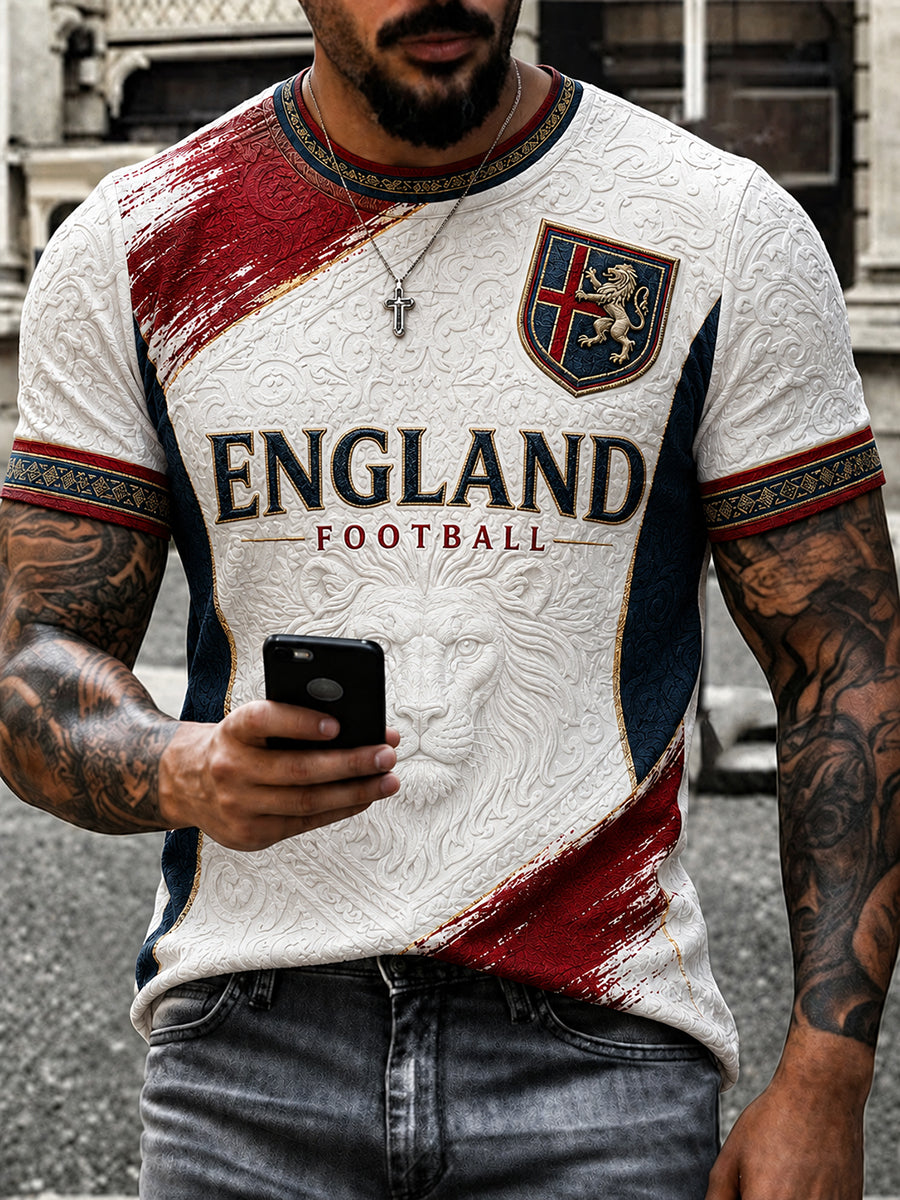 Retro England football fan art print casual jersey