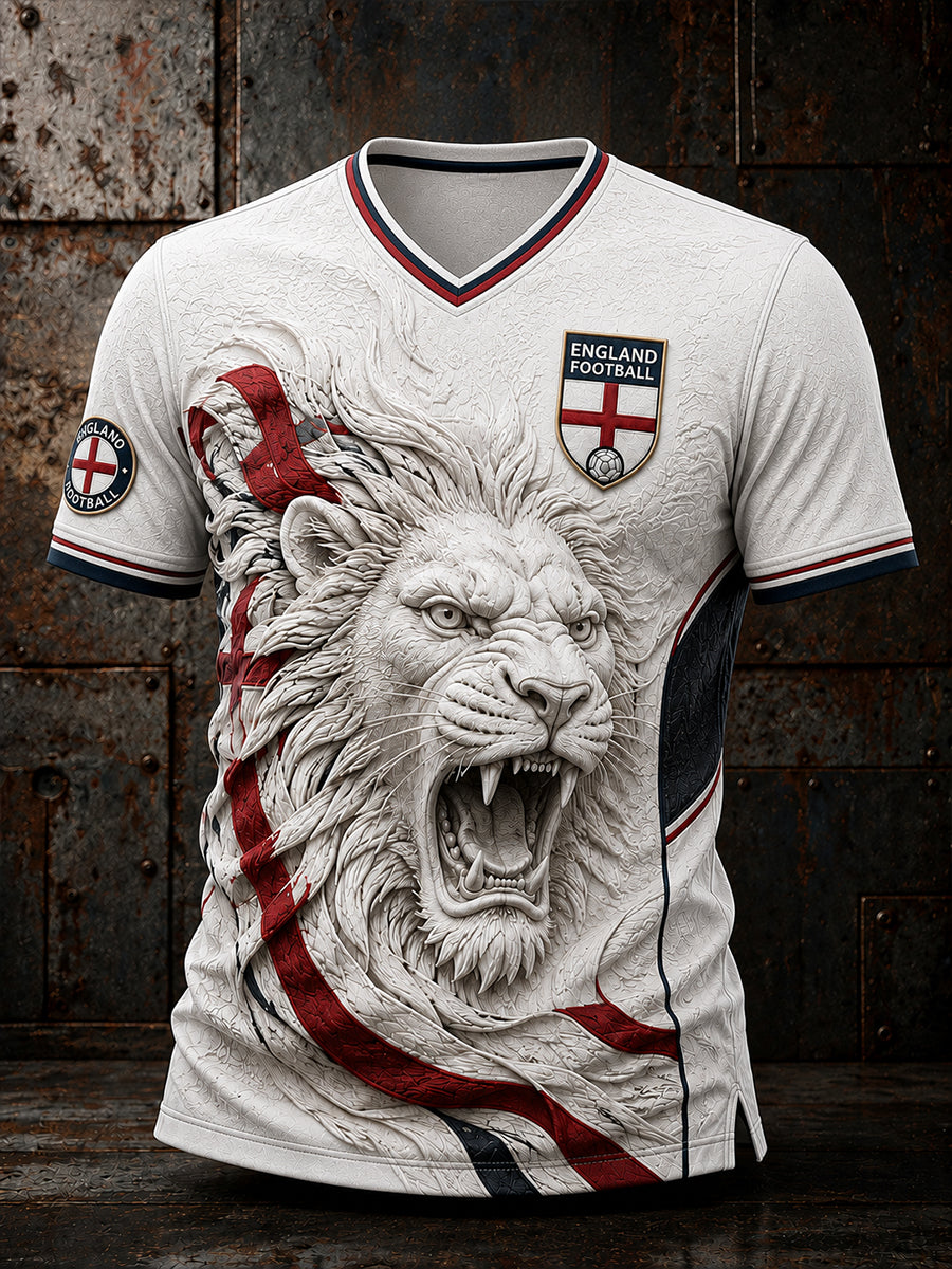 Retro England football fan art print casual jersey