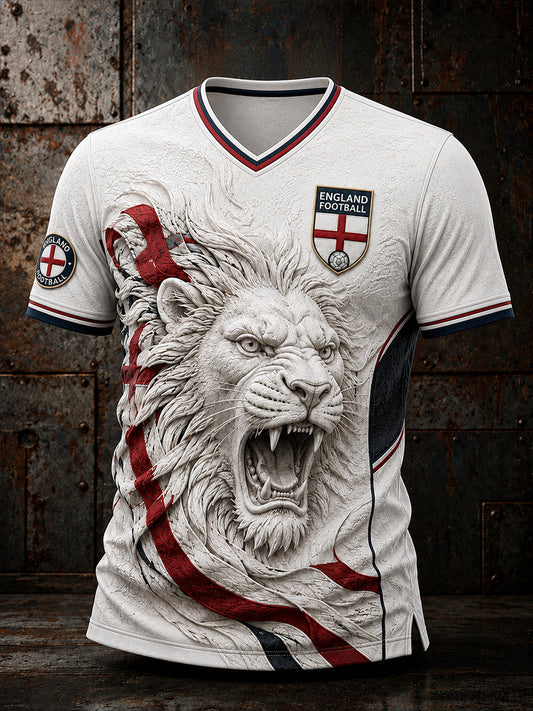 Retro England football fan art print casual jersey