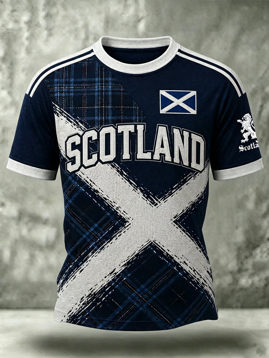 Men's Scotland Art Printed O-neck Short Sleeve T-shirt