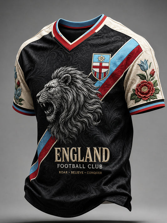 Retro England football fan art print casual jersey