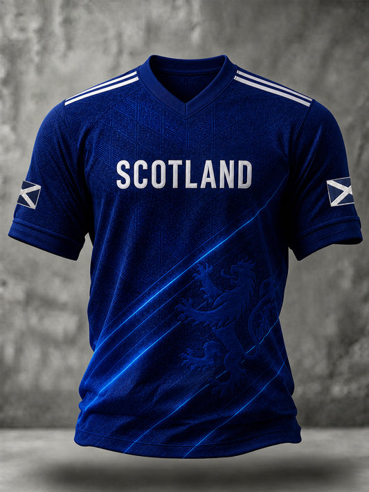 Men's Scotland Art Printed V-neck Short Sleeve T-shirt