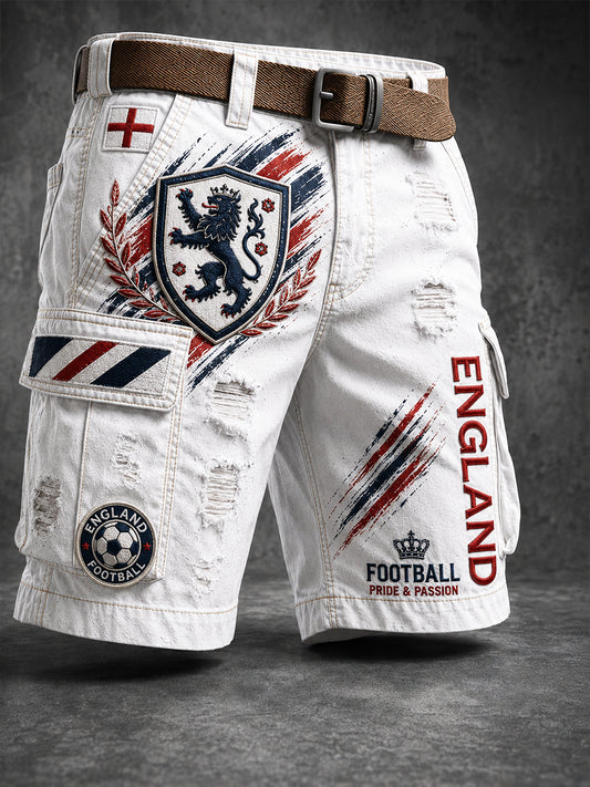 Retro England Football Fan Art Print Casual Trousers