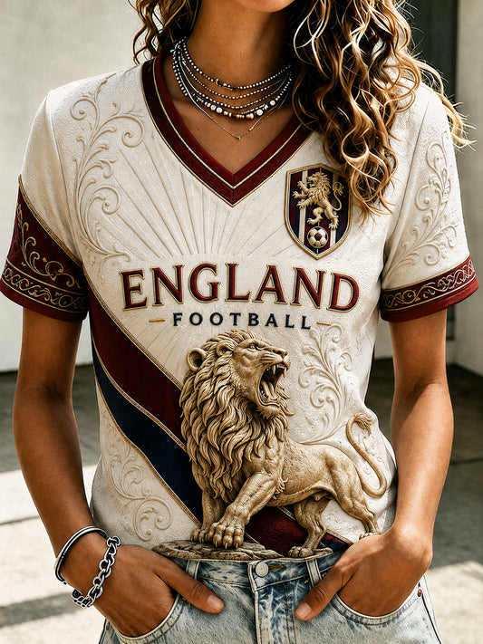 Retro England Football Fan Art Print Casual Jersey