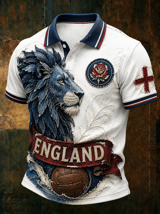 Retro England Football Fan Art Print Casual Jersey